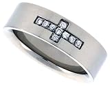 Surgical Steel 1/4 (7mm) Flat Band with 9 CZ Stones