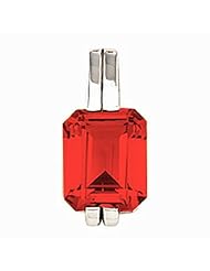 14K White Gold Emerald Cut Chatham Created Ruby Pendant -- LIFETIME WARRANTY
