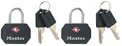 Master Lock 4681TBLK TSA-Accepted Keyed Luggage Lock, Black, 2-Pack