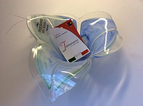 Italian Murano Glass Tulip Bowl Blue/Green 8"