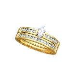 Gold Plated Sterling Silver 3/8 ct. Cubic Zirconia Bridal Engagement Set