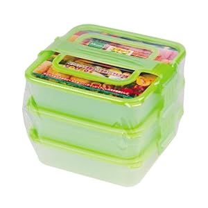 【クリックで詳細表示】パール金属 スタック ランチボックス 3段 グリーン D-2764D-2764