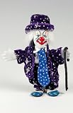 Clown Figurine - Purple Suit & Cane, Hand-Painted, Posable, Porcelain, 7 Height