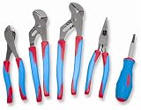 Channellock CBS-3 Code Blue 5 Piece 9-1/2-Inch, 10-Inch Tongue and Groove, 8-1/2-Inch Needle Nose and 8-Inch Cutting Plier Set