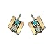 9Ct Gold and silver Earrings - set with square shape opal stone and swirl details