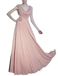 A-line V-neck Chiffon Sleeveless Beaded Cocktail Floor Length Homecoming Dress/Pageant Dress/Prom Dress/Party Dress/Wedding Dress 