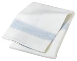 Domestique Linen/Cotton Herringbone Set of 3 Kitchen Towels, White and Ocean