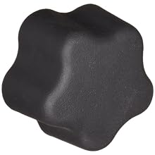 DimcoGray Black Thermoplastic 5 Lobe Fluted Soft Feel Knob Female, Brass Insert: 3/8-16" Thread x 5/8" Depth, 1-1/2" Diameter x 1-3/32" Height x 11/16" Hub Dia x 15/64" Hub Length (Pack of 10)