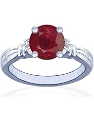 Platinum Round Cut Ruby Three Stone Ring
