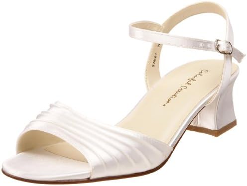 Colorful Creations Women's Sweet Anklestrap Sandal,White Dyeable Satin,6 B(M) US