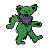 Grateful Dead Garcia 2 Green Dancing Bear Embroidered iron on Patch p1204