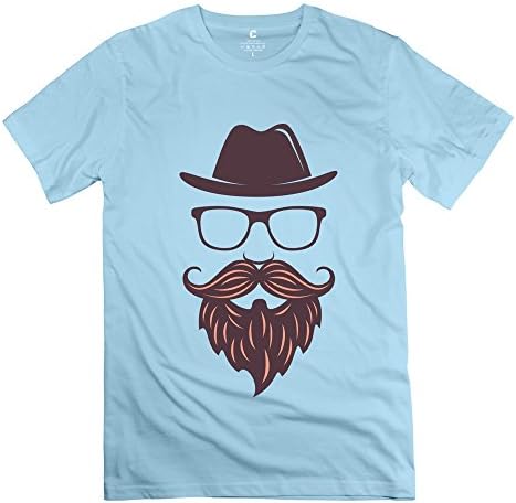 TTshirts Men's Tee Hat,glass Frame And Beard Size L SkyBlue