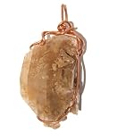 Selenite Pendant 02 Wire Wrapped Brown Gympsum Raw Natural Cluster Copper Big Crystal Healing 3.5