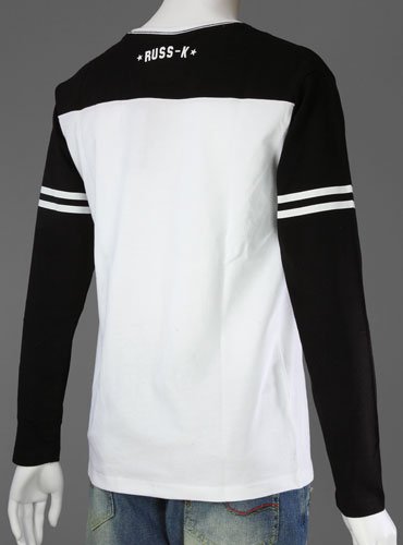 ★カレッヂテイストのサーフT★[RUSS-K]袖ラインナンバリングホッケー長袖Tシャツ[XL(LL)サイズあり][FINEBOYS掲載][NEWS 山下クン着用]/ラスケー