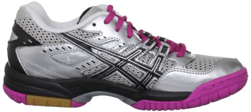 Asics Gel Rocket 6 Womens Silver/Black/Pink Court Trainer B257N 9399 7.5 UK