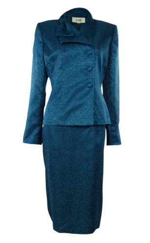Le Suit Women's Jacquard Seamed Blazer & Skirt Set