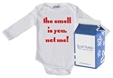 Spoilt Rotten - The Smell Is You, Not Me! Long Sleeve Babygrow / Bodysuit 100% Organic Sizes 0M Upto 18M WHITE/BLACK + in funky Milk Carton