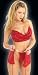 Red Sequin Mini Skirt, thong and halter top with clear straps
