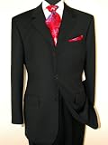 Gino Valentino Made in Italy Mens Suit 3 Button Canvas Front Jacket Flat Front Pants Business Suit Australian Merino Wool / Silk 150s Black Herringbone