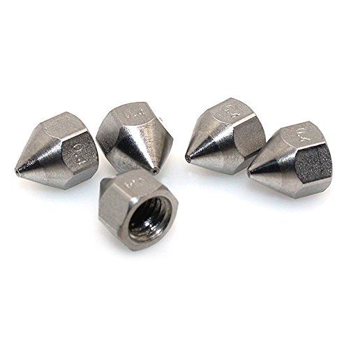 BIQU 0.4mm Extruder Stainless Steel Nozzle Print Head for 1.75mm Filament Tiertime UP 3D Printer(Pack of 5pcs)
