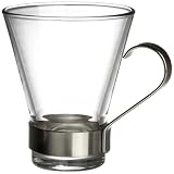 Bormioli Rocco Ypsilon Cappuccino Cup With Stainless Steel Handle, Set of 4, Gift Boxed