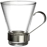 Bormioli Rocco Ypsilon Cappuccino Cup With Stainless Steel Handle, Set of 4, Gift Boxed
