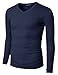 Doublju Mens V-Neck T-shirts with Long Sleeve NAVY (US-L)