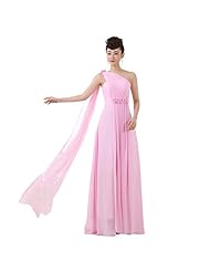 Strapless Georgette Pleated Fitted Halter One Shoulder Bridesmaid Dress/Prom Dress/Party Dress 