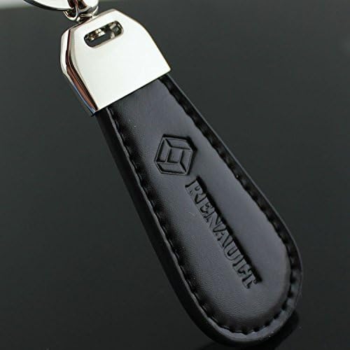 3D Waterdrop Shape Black Leather Keychain For Renault