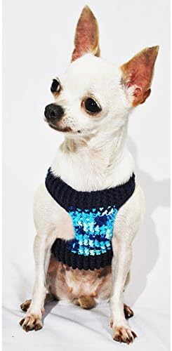 Comfortable Velcro Adjustable Pet Vest Harnesses Navy Blue Colorful Dog Harness Cotton Handmade Crocheted Perfects for Teacup Chihuahua, Yorkie, Puppy, Small Dogs, Medium Dogs, Big Dogs Dh57 By Myknitt - Free Shipping (XXS)
