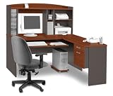 Cinnamon Cherry and Slate L Shaped Desk with Hutch Master Collection by Bestar Office Furniture - 02