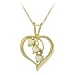 18k Yellow Gold Plated Sterling Silver Diamond-Accent Heart Pendant with Three Created-Opal Heart Drops and Rolo Chain, 18