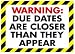 POSTER WARNING DUE DATES ARE