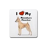 I Love My Miniature Pinscher Rubber Square Coaster (4 pack)
