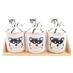 Cat Crockery 3 Jar Set