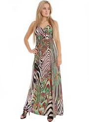 General Print Empire   Waistline Stretchy Mesh Sheer Summer Nylon Jumpsuit/Maxi Dress 
