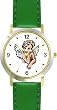 Angel In Thought - Cherub, Angel or Cupid Theme - WATCHBUDDY&reg; DELUXE TWO-TONE THEME WATCH - Arabic Numbers - Green Leather Strap-Size-Large ( Men's Size or Jumbo Women's Size )