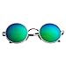 Aoron Vintage Round Sunglasses with Polarized Mirrored Lenses for Retro Women and Men (Green-blue Mirrored)