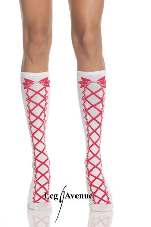 Acrylic Knee Sock W/ Lace up Fronts Bow Top
