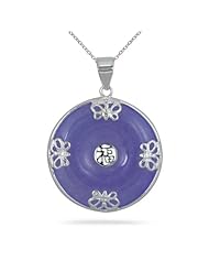 All Natural Lavender Jade Butterfly Pendant in .925 Sterling Silver