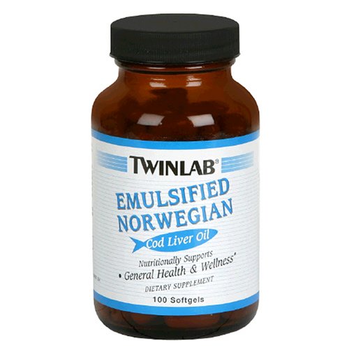 TwinLab Emulsified Norwegian Cod Liver Oil, Softgels, 100 softgels (Pack of 3) by Norwegian Cod Liver Oil