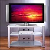 Audio Visual Stand with 3 Tempered Glass Shelves - holds up to 40