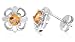 Round Cut Citrine Flower Earrings Sterling Silver Image