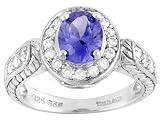 3.02CTW BELLA LUCE TANZANITE COLOR SIMULANT AND WHITE DIAMOND SIMULANT STERLING SILVER RING