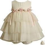Sleeveless Layered Organza Ivory Baby Dress with Bloomers Size 3-6 months By Bonnie Jean