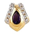 14K Yellow Gold Amethyst and Diamond Pendant
