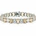 Sterling Silver Champagne CZ and Simulated Diamond CZ Chunky Tennis Bracelet