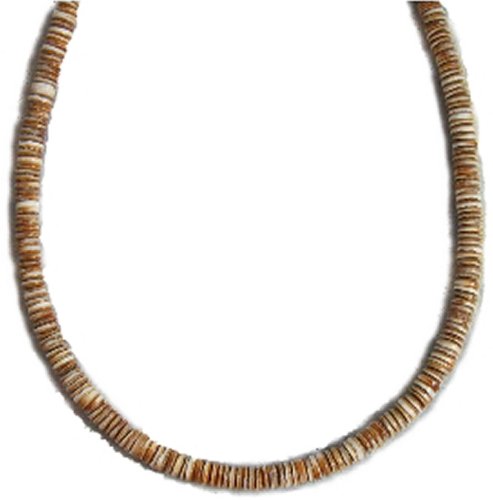 Native Treasure Puka Shell Necklace Tan Conus Magus Men's Shell Surfer Hawaiian Choker Surf Puca Beads Pooka - Med Shell - 18