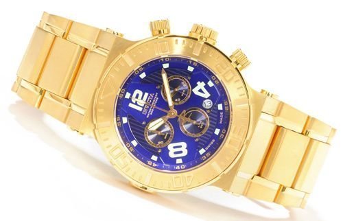 Men's Reserve Chronograph Blue Dial 18K Gold Plated Stainless Steel