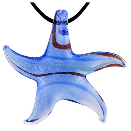 Tropical Blue Starfish Murano Glass Necklace Pendant